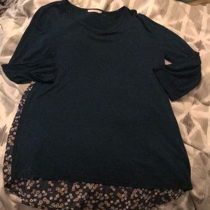 3/4 sleeve mixed material top